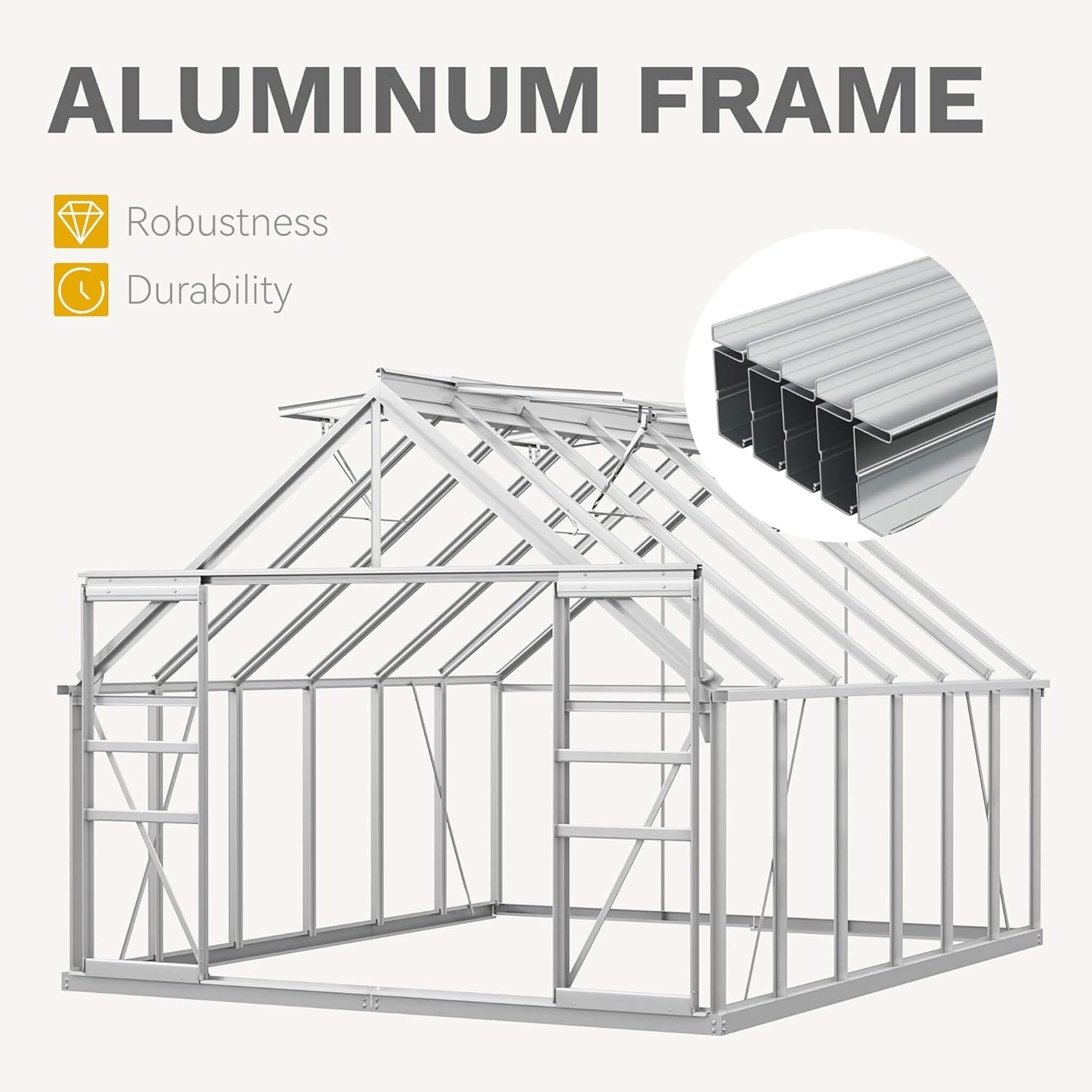 10FT X 12FT Large Polycarbonate Walk-In Garden Greenhouse With Vent Window, 4MM