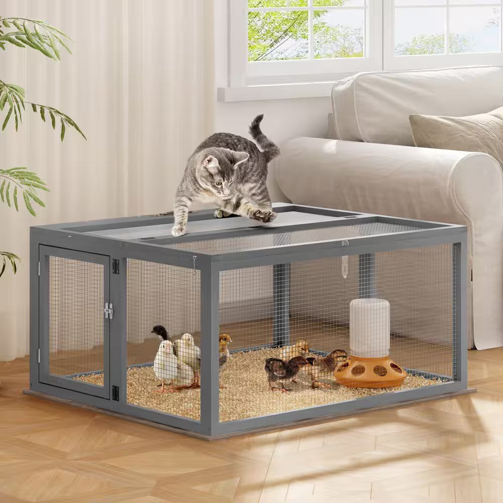 45 In. L Chicken Coop Rabbit Hutch with Openable Roof