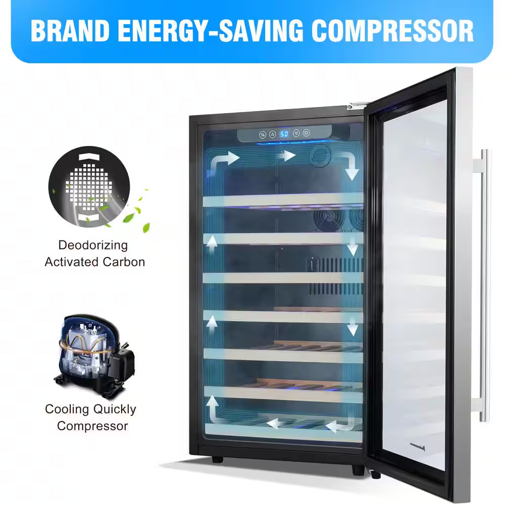 50 Bottle Compressor Wine Refrigerator Single Zone with Touch Control