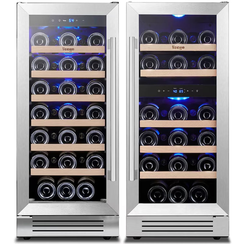 30-In W 61 -Bottles Stainless Steel Dual Zone Cooling Built-In/Freestanding Indoor Wine Cooler