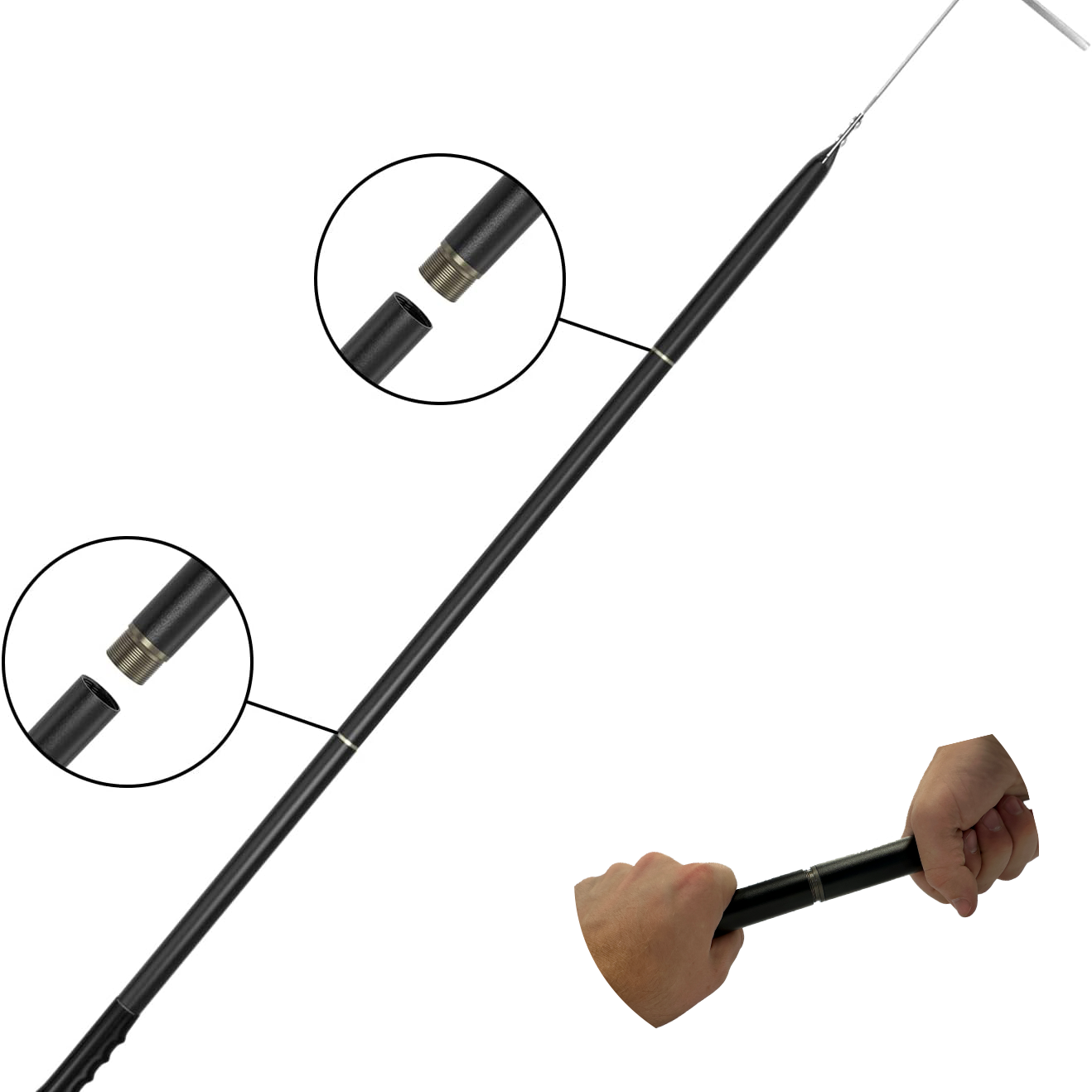 Chicago Brick Oven 47" Stainless Steel Ash Hook with a Detachable 3-Piece Aluminum Handle