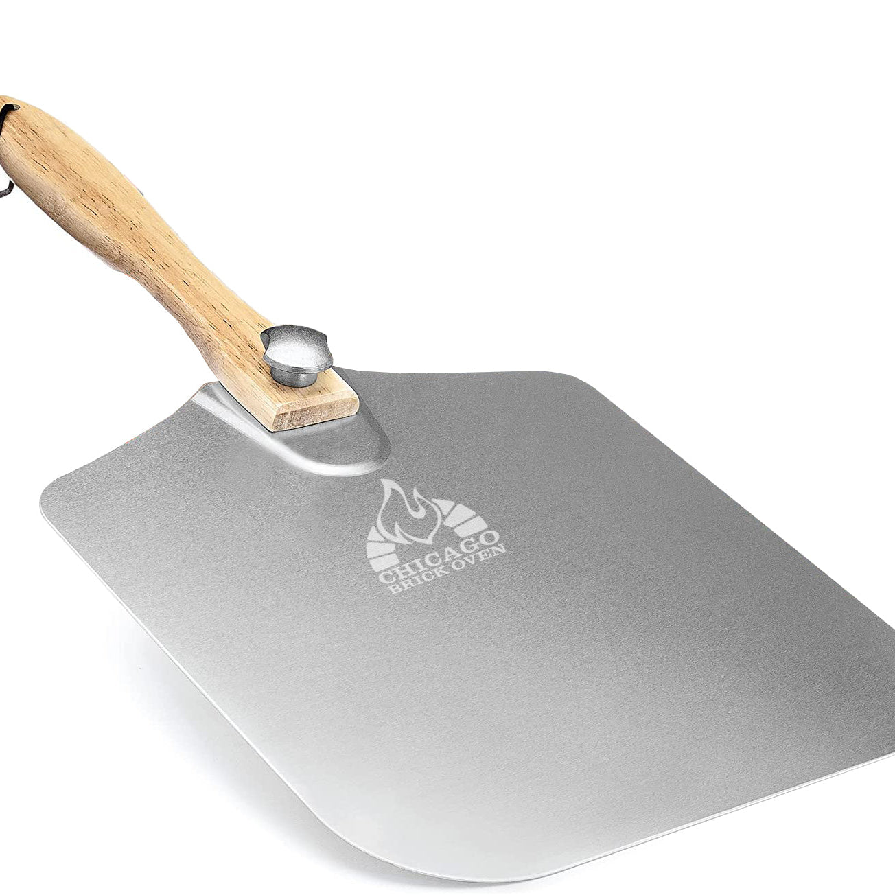 Chicago Brick Oven Aluminum Pizza Peel 12" x 14" with Foldable Wooden Handle - 25" Long