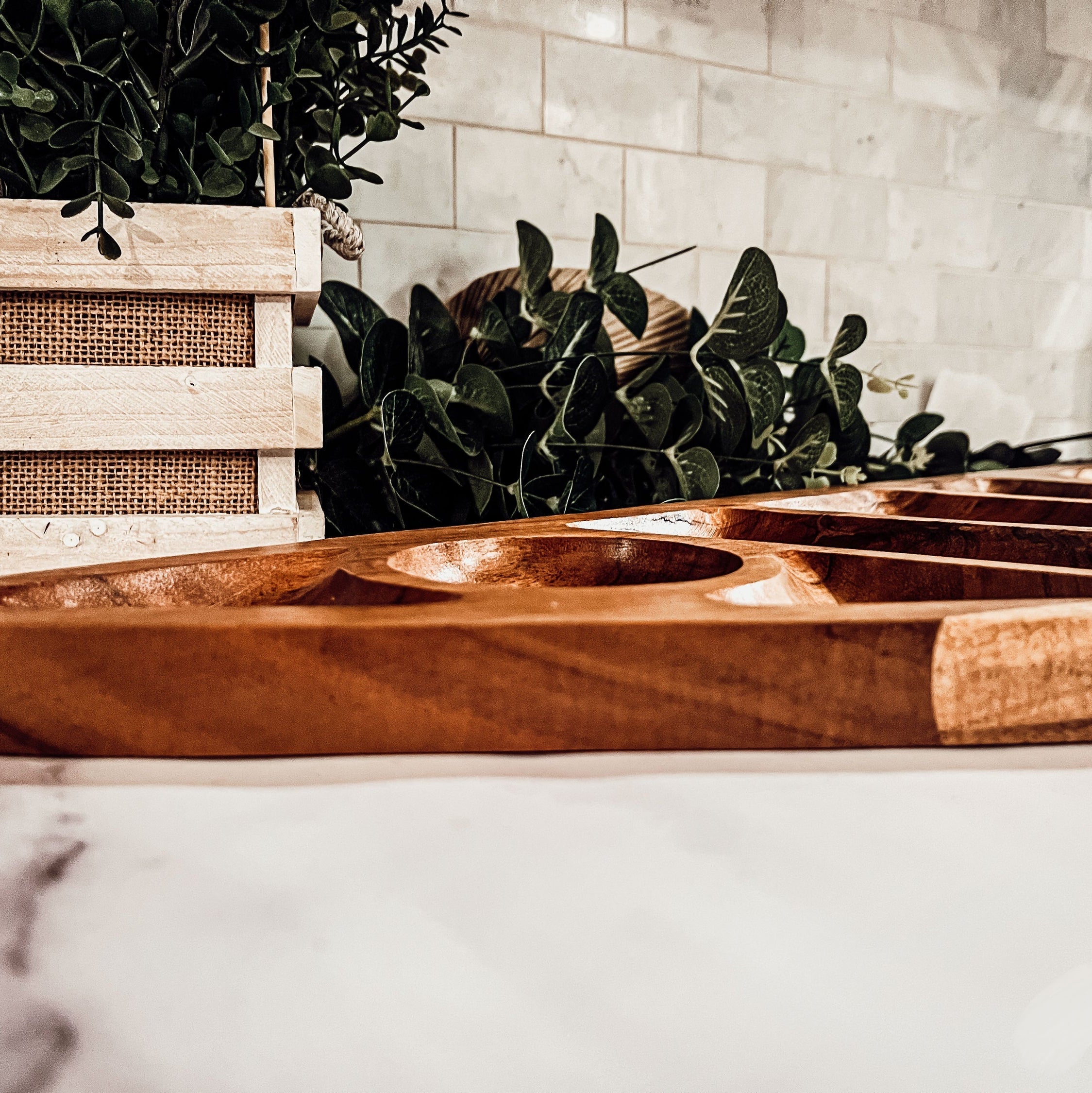 Oversized Acacia Wood Christmas Tree Charcuterie Board With Sectioned Serving