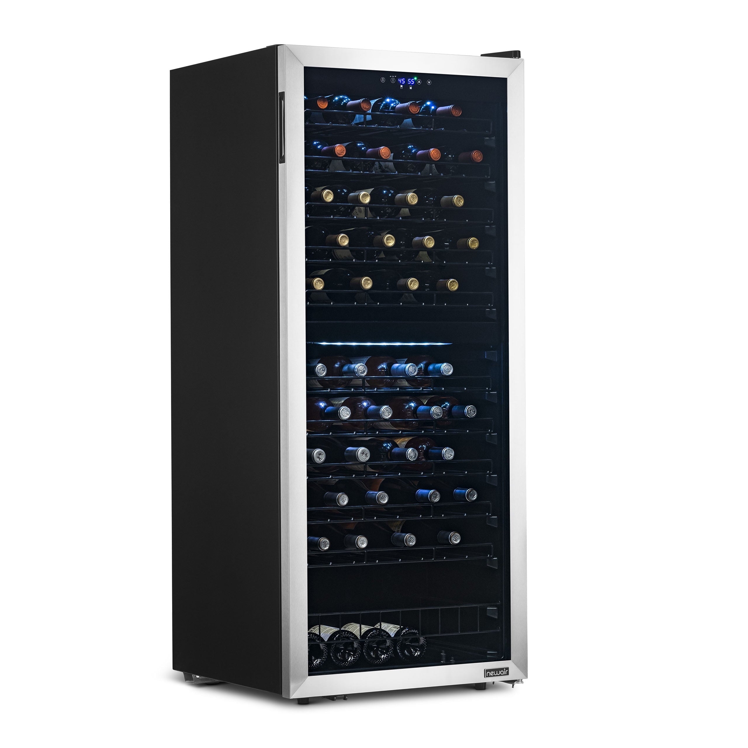 Freestanding Wine Refrigerator, 98 Bottle Dual Zone Compressor Wine Fridge in Stainless Steel