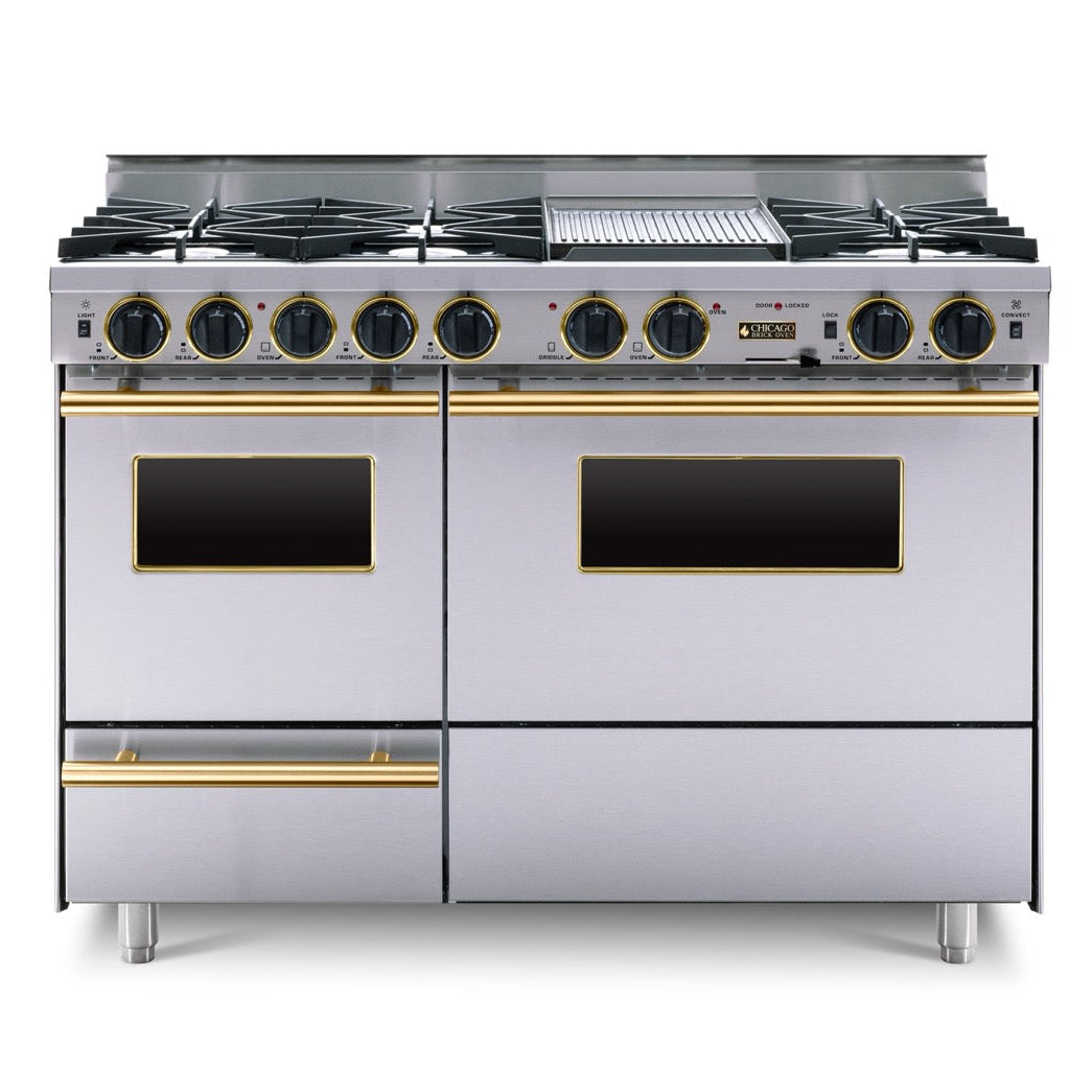48” True Dual-Fuel Self-Cleaning Convection Range - Open Burners