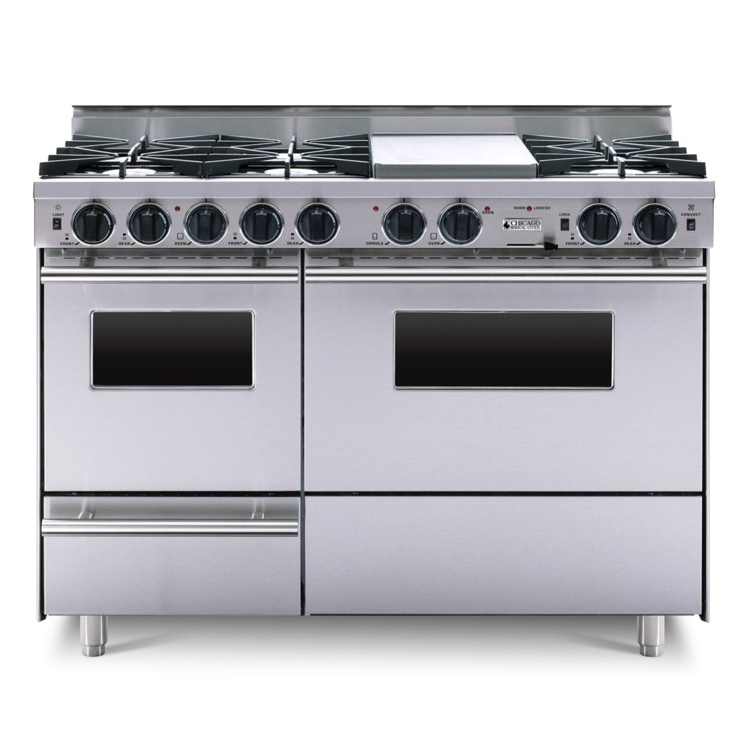48” True Dual-Fuel Self-Cleaning Convection Range - Open Burners