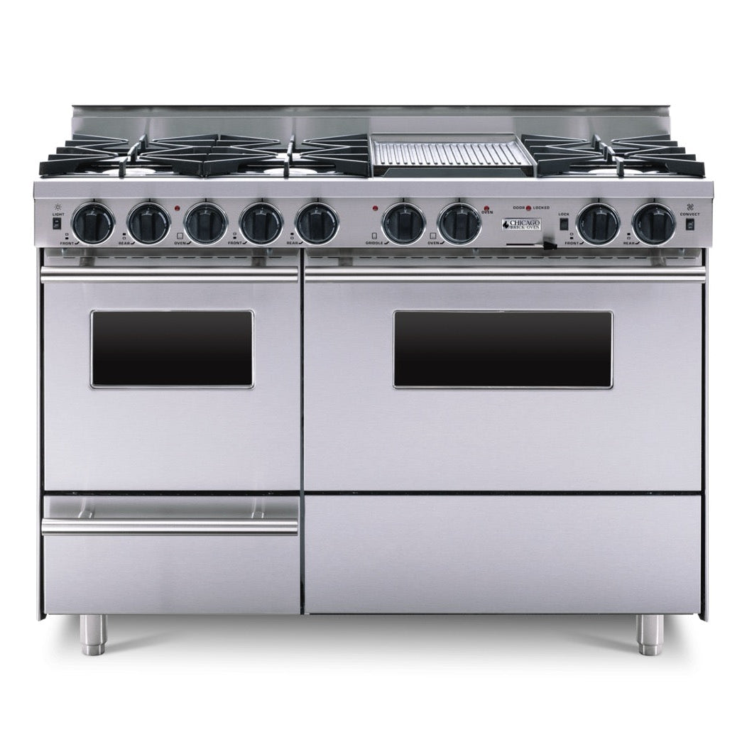 48” True Dual-Fuel Self-Cleaning Convection Range - Open Burners