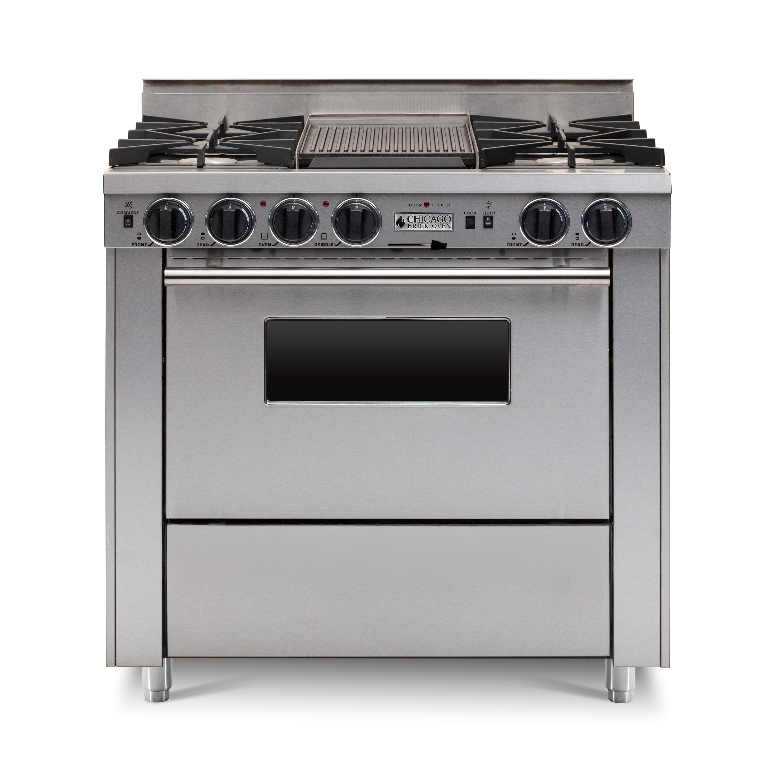 36” LP Gas Dual-Fuel Self-Cleaning Convection Range - Open Burners