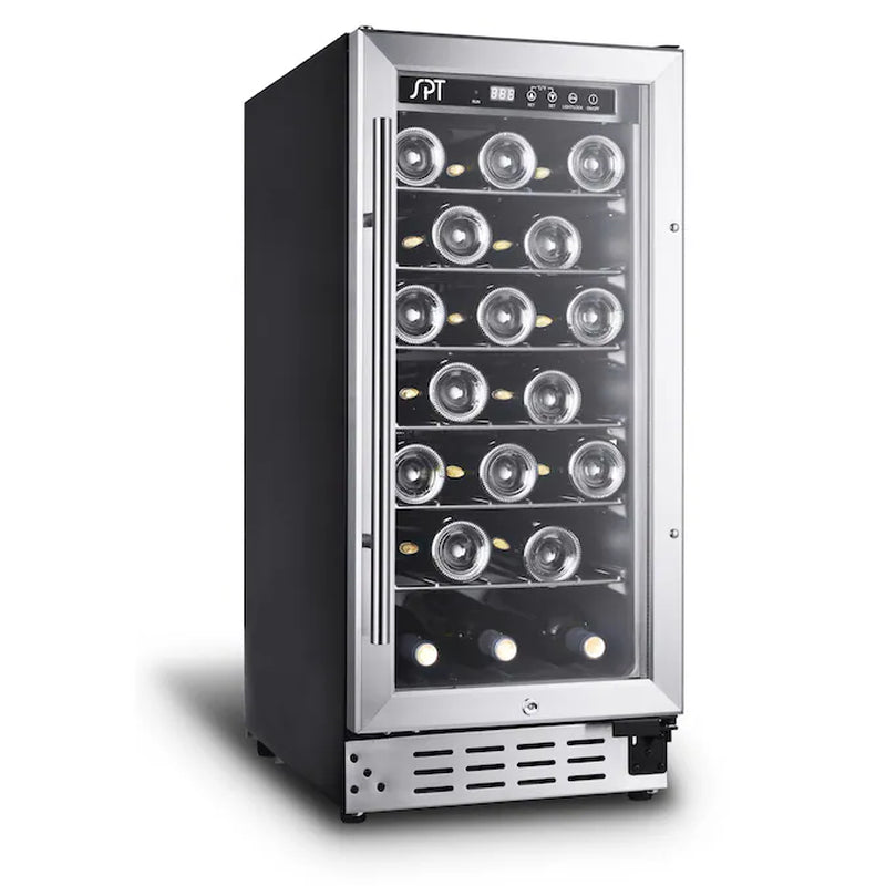 15-In W 32 -Bottles Black Freestanding Indoor Wine Cooler