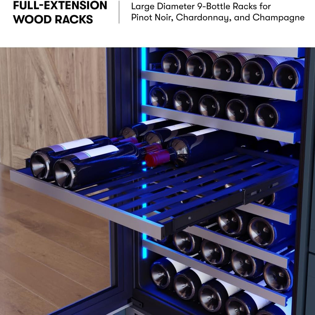 Presrv 24 Inch Wine Fridge Full Size Single Zone - Tall Wine Cooler Cellars Large Cabinet Wine Refrigerator Home Bar Chiller Freestanding with Glass Door for 148 Bottles 750Ml