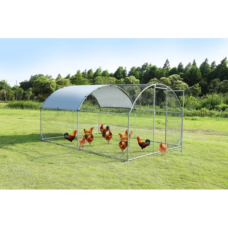 Silver Metal Chicken Coop