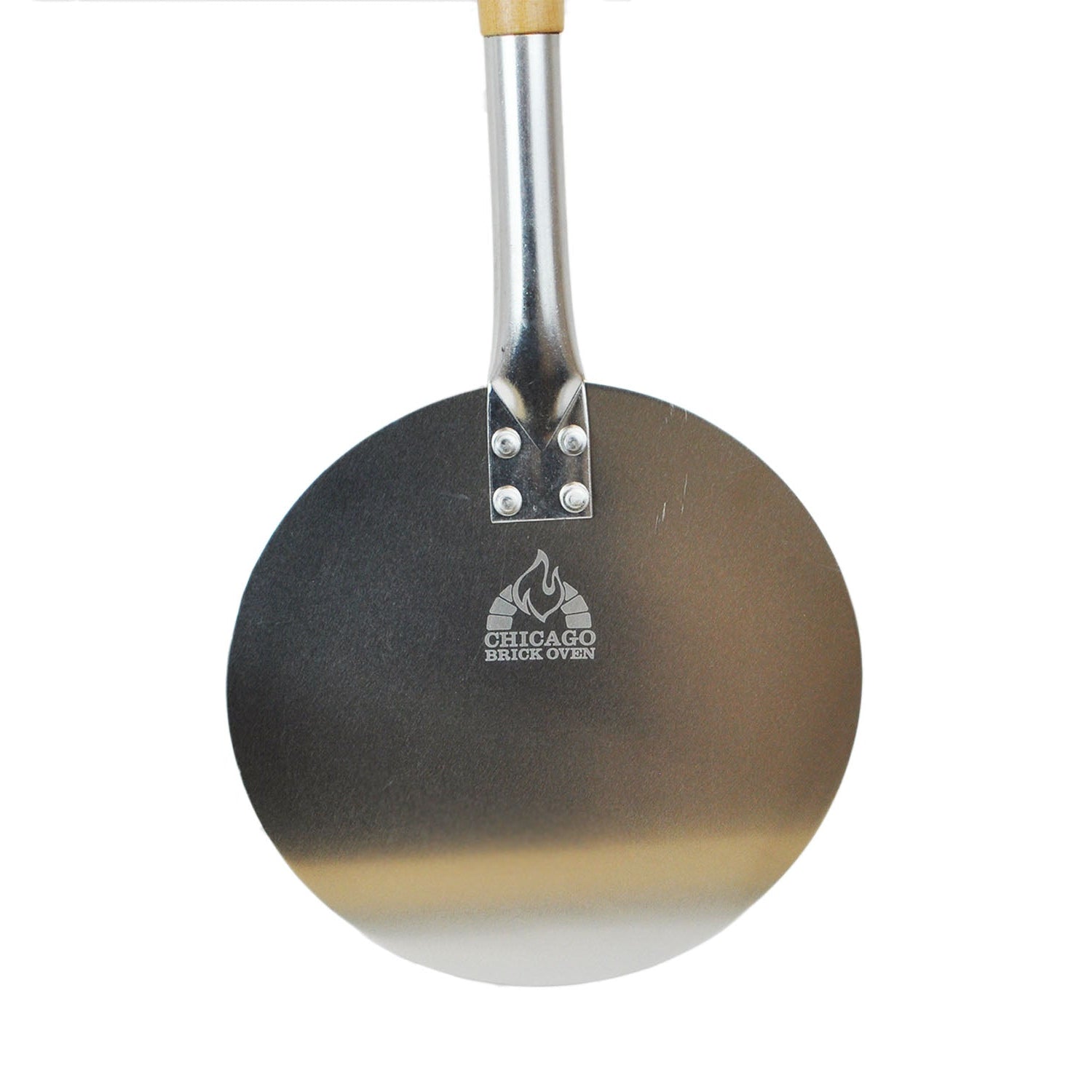 Chicago Brick Oven Aluminum Pizza Peel - Turning Pizza Paddle with Leather Strap and Detachable Wood Handle - Bakeware & Pizza Oven Accessories - 9 in