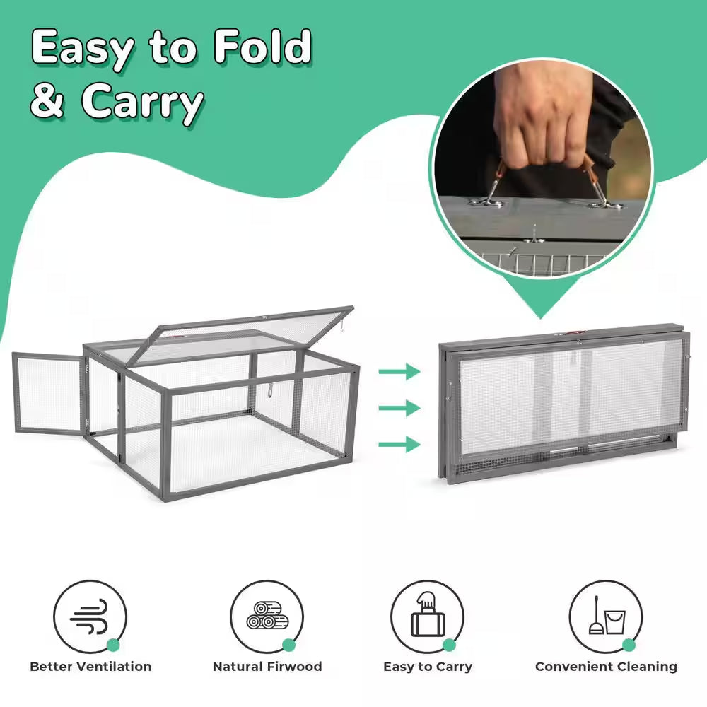 45 In. L Chicken Coop Rabbit Hutch with Openable Roof