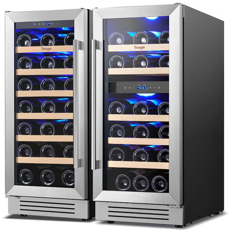 30-In W 61 -Bottles Stainless Steel Dual Zone Cooling Built-In/Freestanding Indoor Wine Cooler