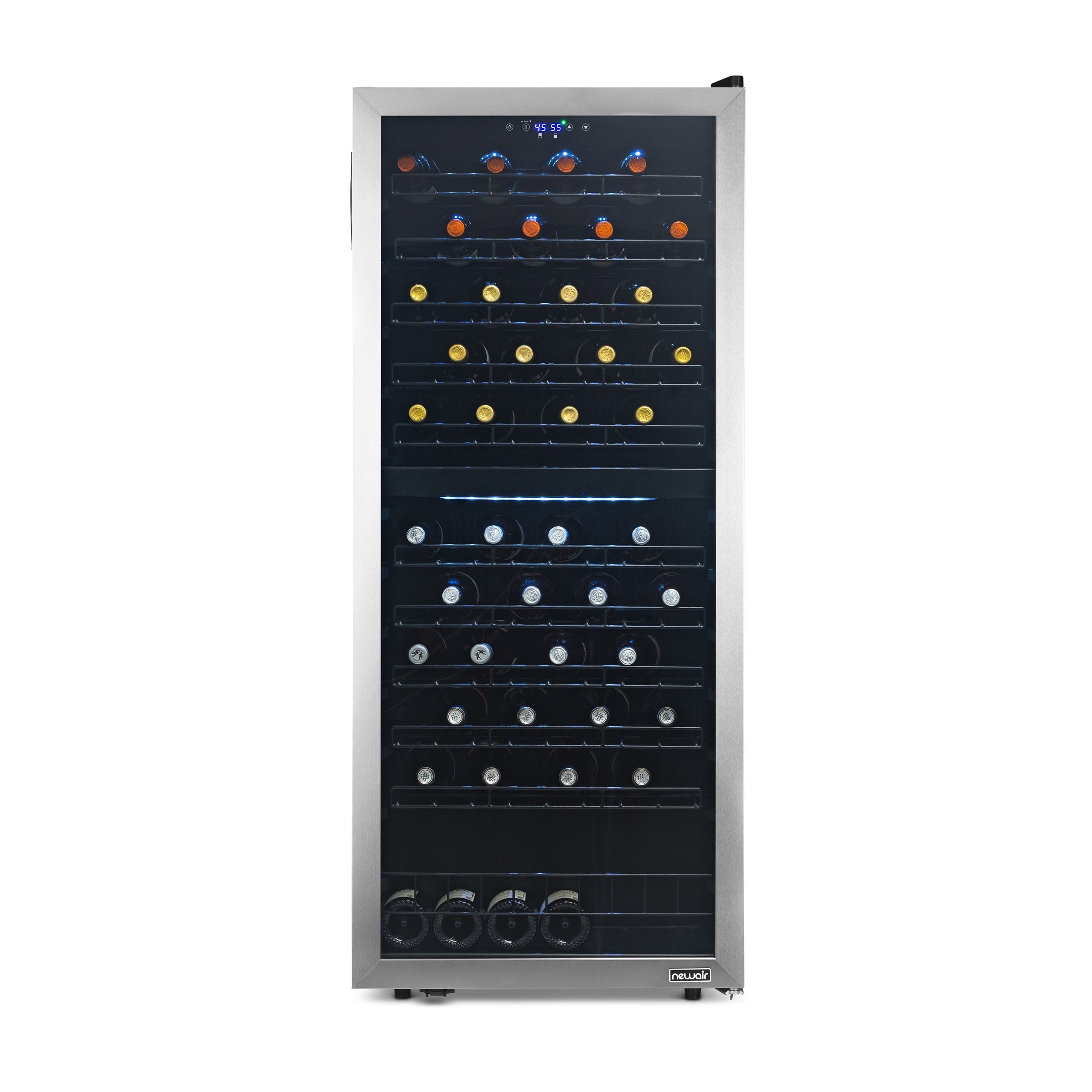 Freestanding Wine Refrigerator, 98 Bottle Dual Zone Compressor Wine Fridge in Stainless Steel thumbnail