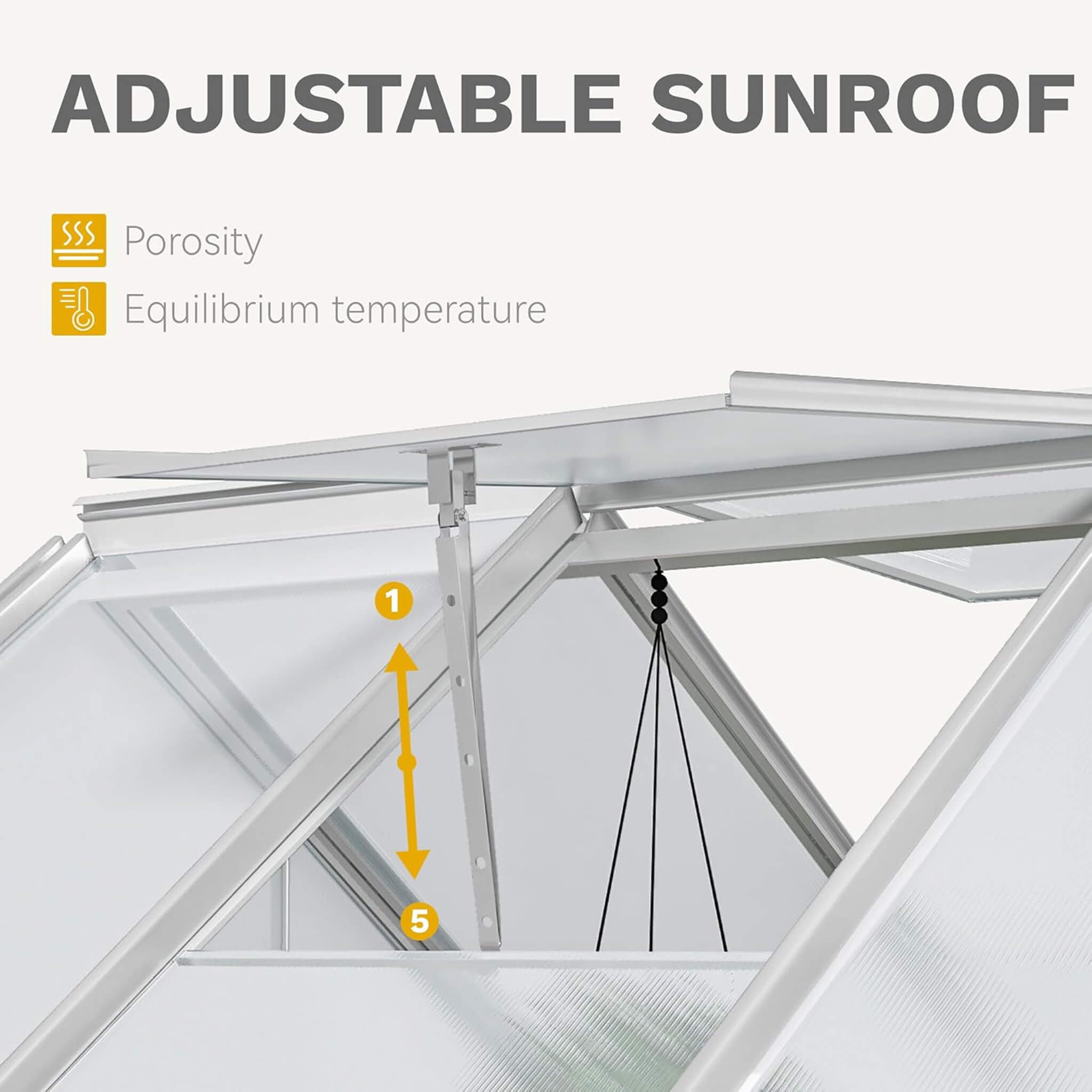 10FT X 12FT Large Polycarbonate Walk-In Garden Greenhouse With Vent Window, 4MM