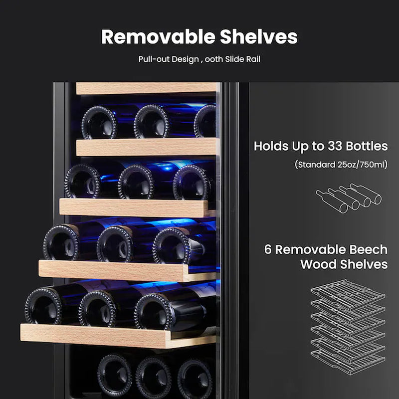 30-In W 61 -Bottles Stainless Steel Dual Zone Cooling Built-In/Freestanding Indoor Wine Cooler thumbnail