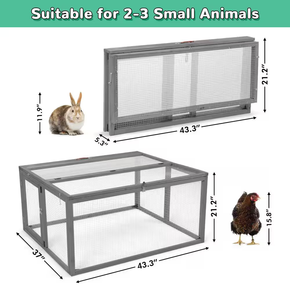 45 In. L Chicken Coop Rabbit Hutch with Openable Roof