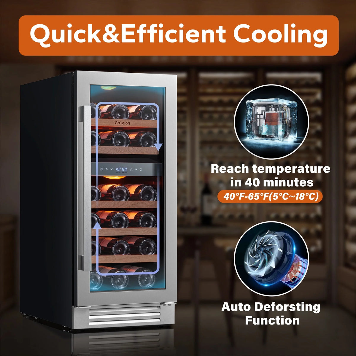 15 Inch Wine Fridge, 28 Bottle Dual Zone Wine Cooler Refrigerator with Glass Door for Home/Office, Built-In &amp; Freestanding thumbnail