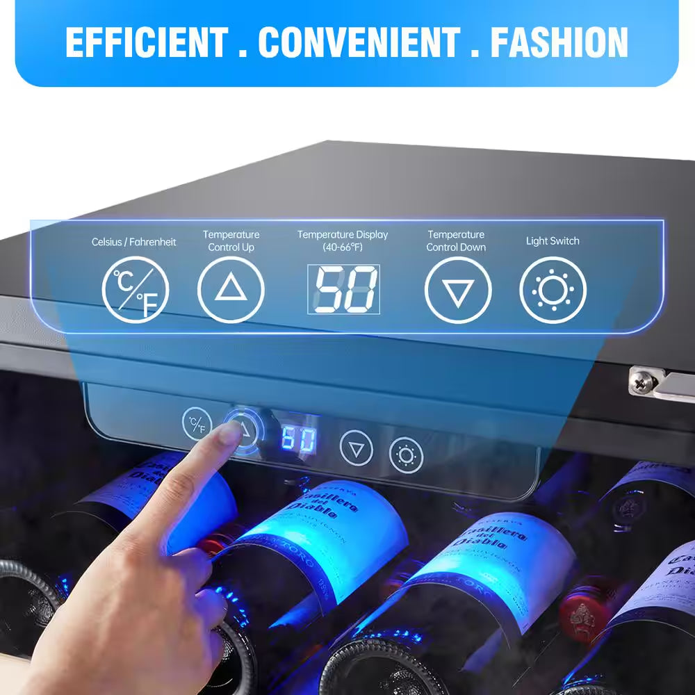 50 Bottle Compressor Wine Refrigerator Single Zone with Touch Control
