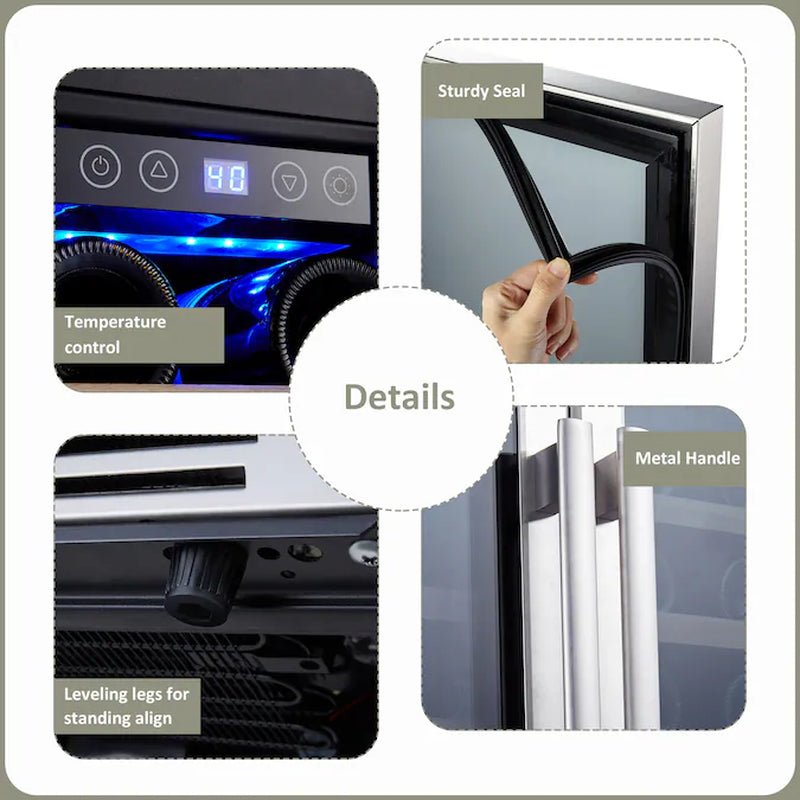 23.4-In W 40 -Bottles Black with Stainless Steel Glass Door Dual Zone Cooling Built-In/Freestanding Indoor Wine Cooler