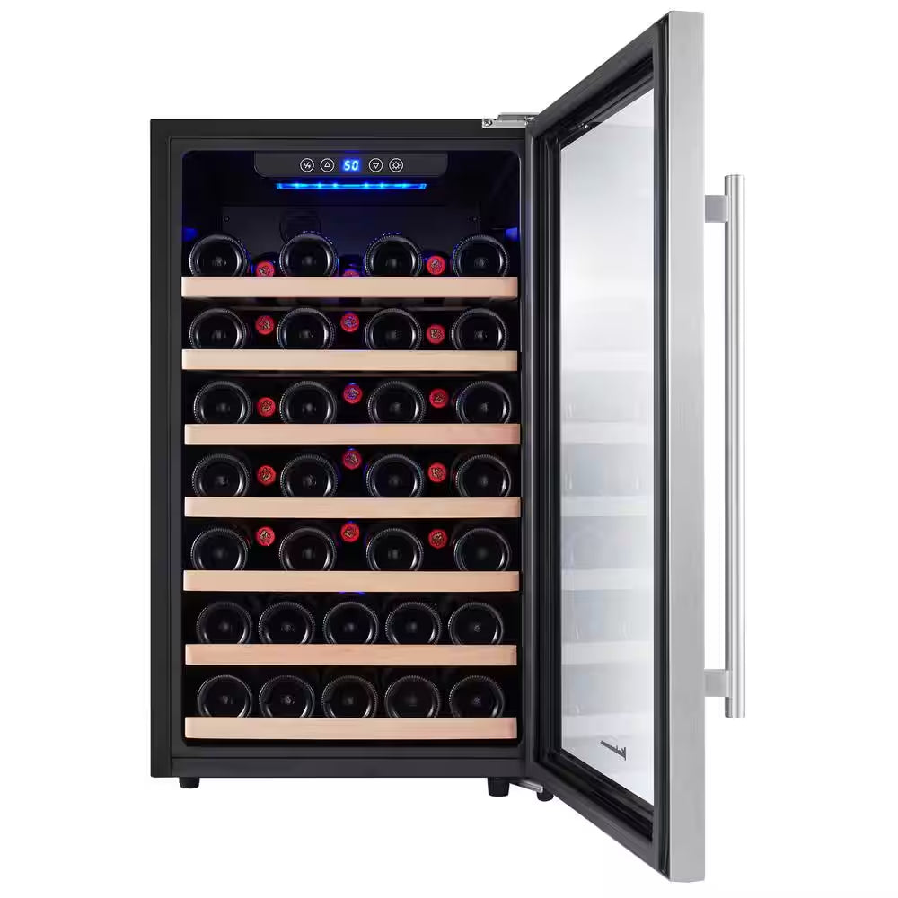 50 Bottle Compressor Wine Refrigerator Single Zone with Touch Control
