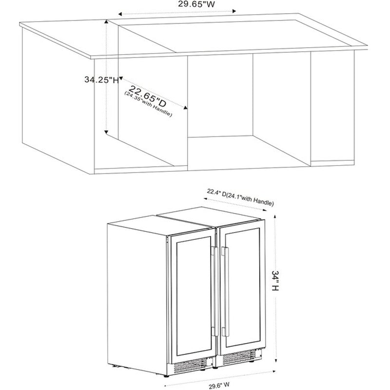 30-In W 61 -Bottles Stainless Steel Dual Zone Cooling Built-In/Freestanding Indoor Wine Cooler
