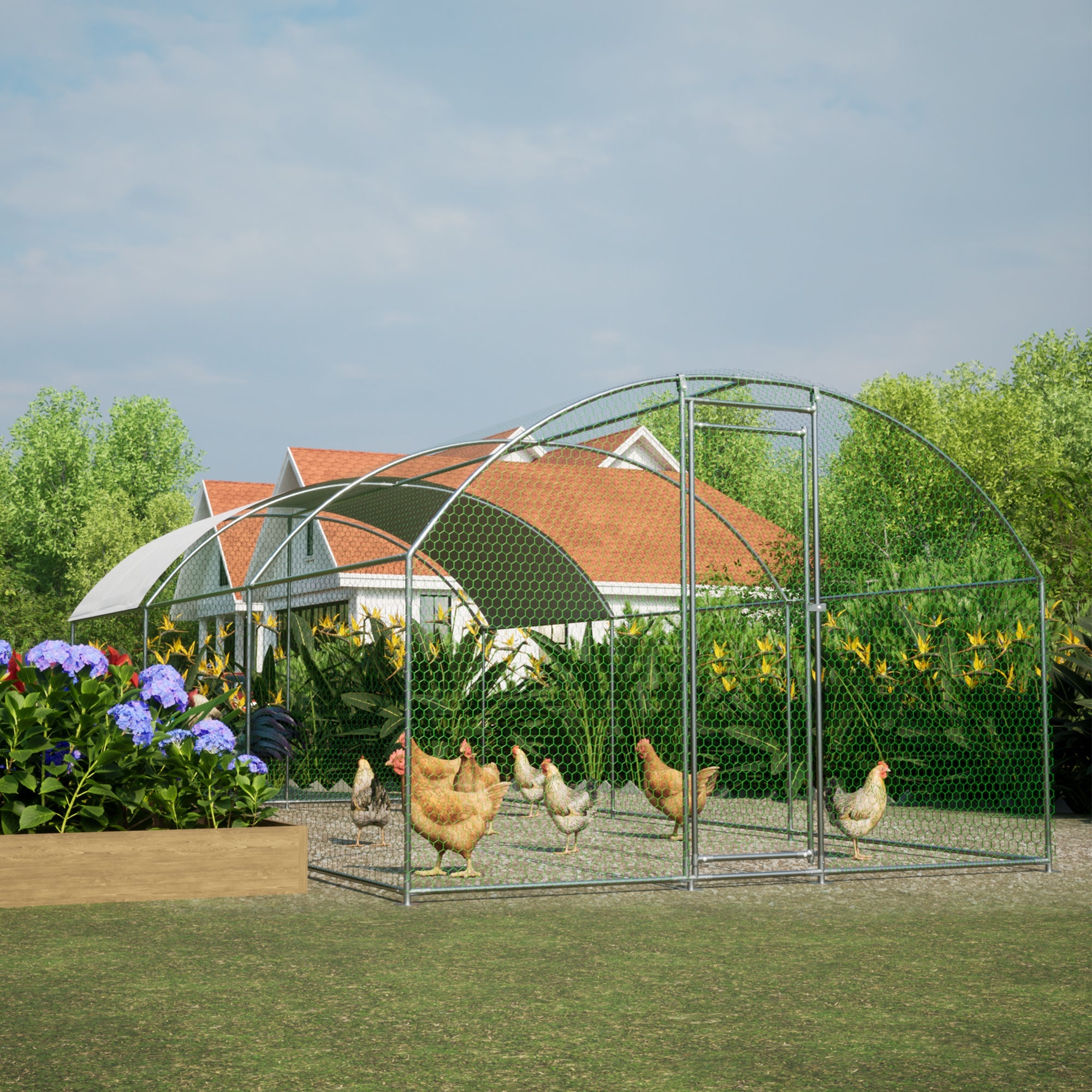 Large Dome-shaped Chicken Coop Metal Chicken Run with Cover