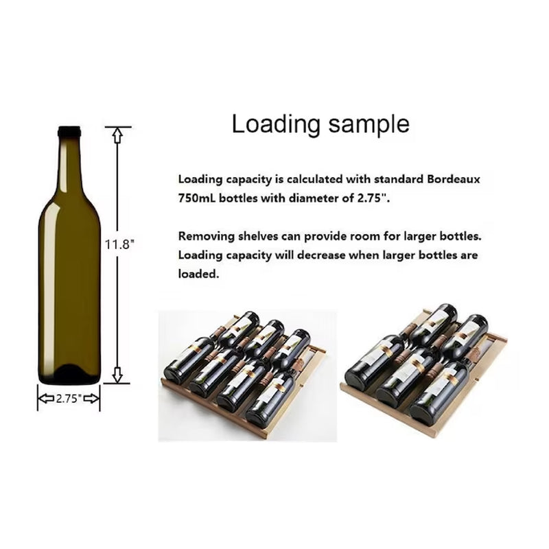 23.4-In W 40 -Bottles Black with Stainless Steel Glass Door Dual Zone Cooling Built-In/Freestanding Indoor Wine Cooler