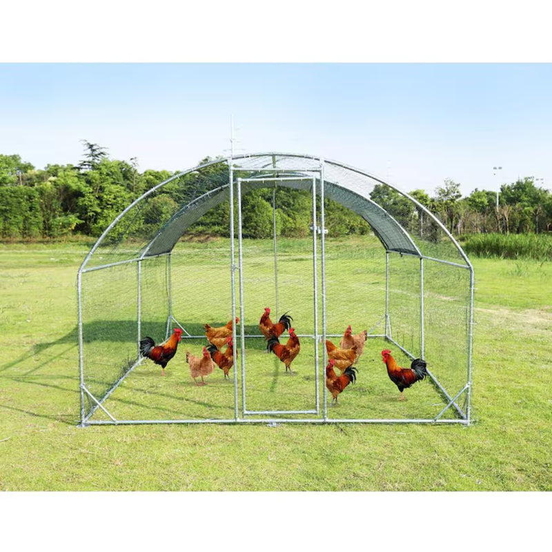 Silver Metal Chicken Coop
