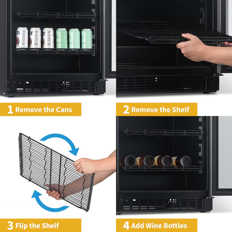 23.4-In W 162 -Bottles Stainless Steel Built-In/Freestanding Indoor Wine Cooler thumbnail