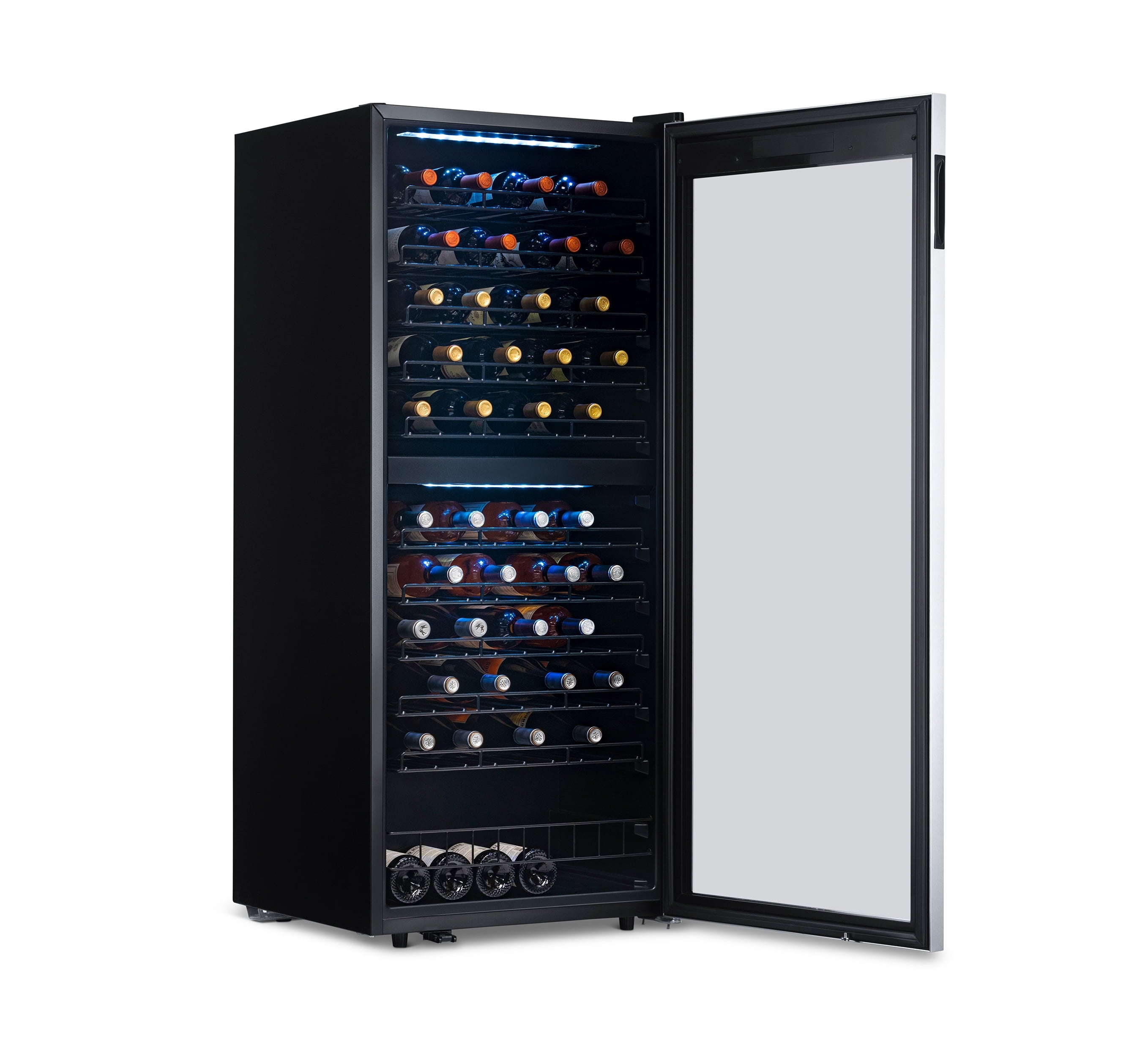 Freestanding Wine Refrigerator, 98 Bottle Dual Zone Compressor Wine Fridge in Stainless Steel thumbnail