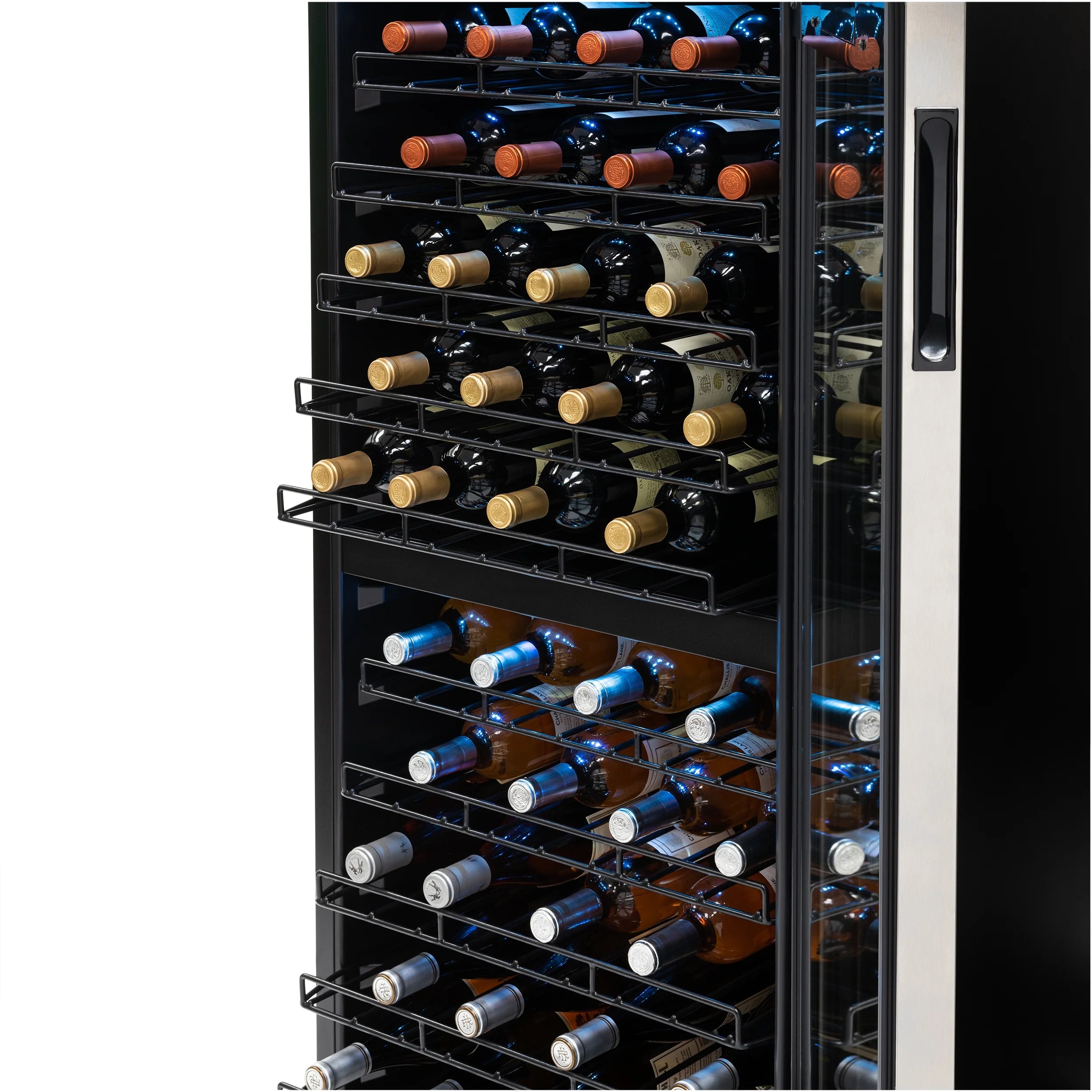 Freestanding Wine Refrigerator, 98 Bottle Dual Zone Compressor Wine Fridge in Stainless Steel thumbnail