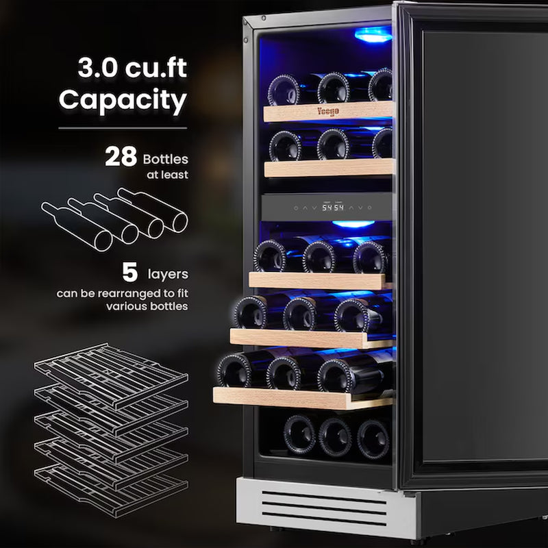 30-In W 61 -Bottles Stainless Steel Dual Zone Cooling Built-In/Freestanding Indoor Wine Cooler