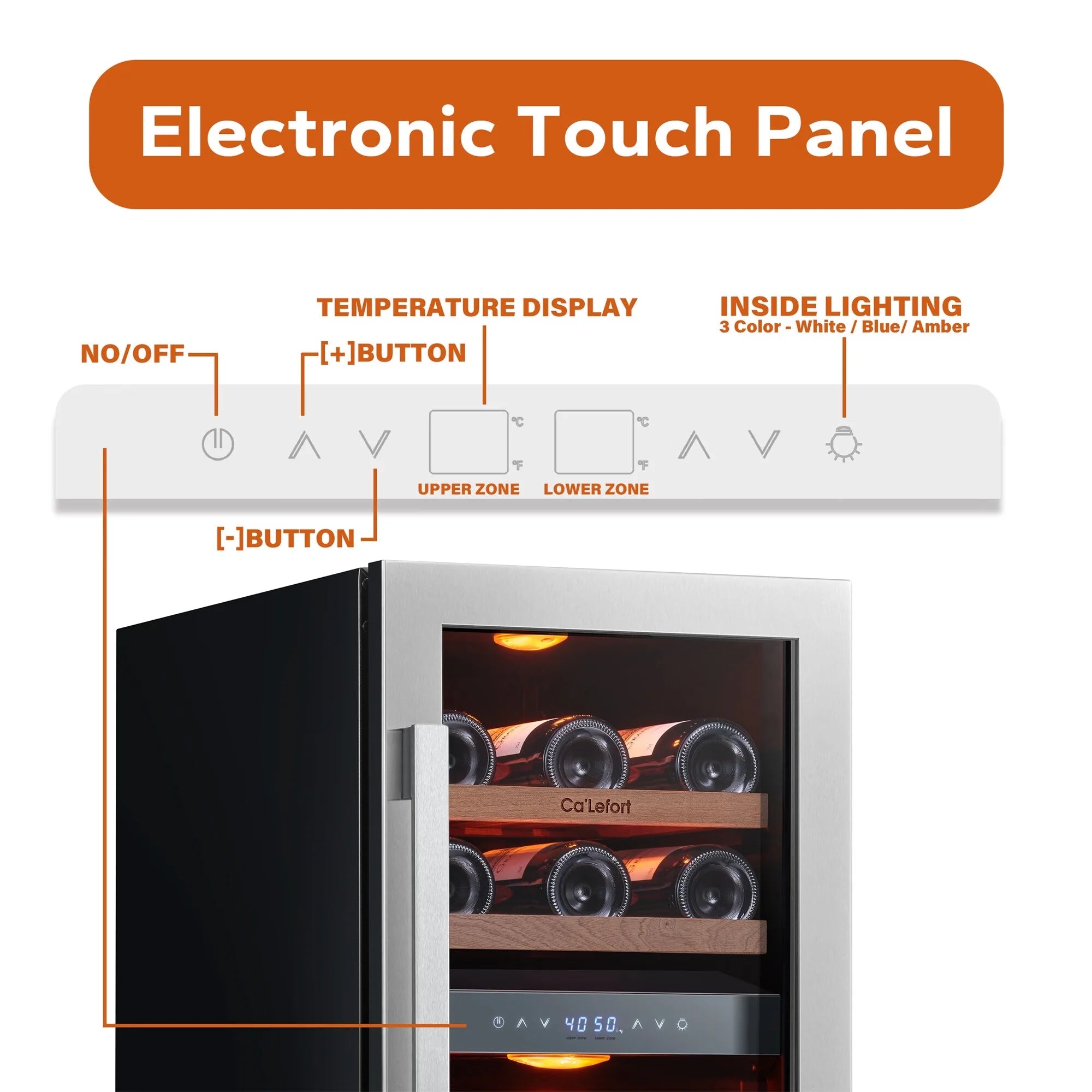 15 Inch Wine Fridge, 28 Bottle Dual Zone Wine Cooler Refrigerator with Glass Door for Home/Office, Built-In & Freestanding