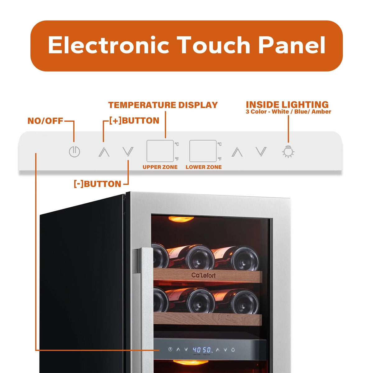 15 Inch Wine Fridge, 28 Bottle Dual Zone Wine Cooler Refrigerator with Glass Door for Home/Office, Built-In &amp; Freestanding thumbnail