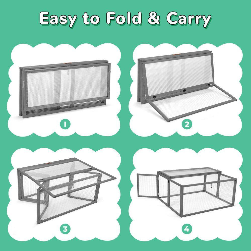 45 In. L Chicken Coop Rabbit Hutch with Openable Roof thumbnail
