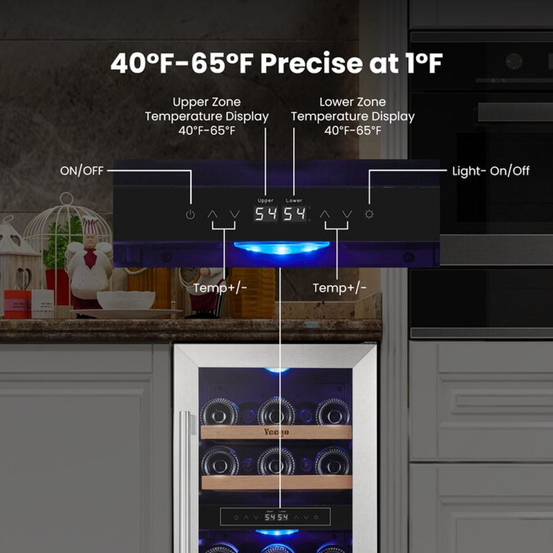 30-In W 61 -Bottles Stainless Steel Dual Zone Cooling Built-In/Freestanding Indoor Wine Cooler