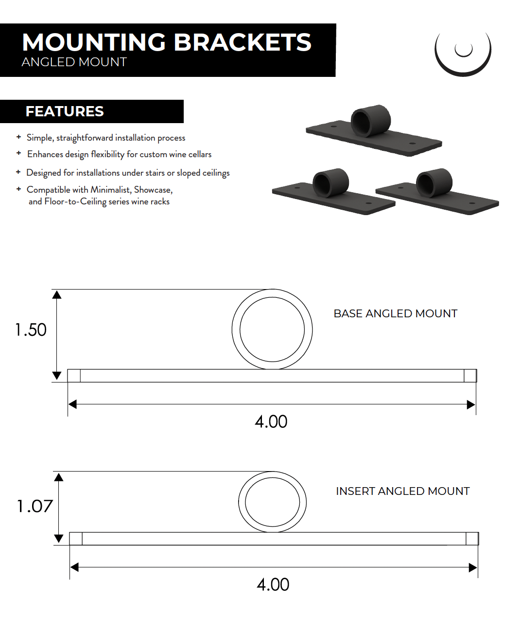 Showcase and Minimalist Wine Rack Angle Bracket