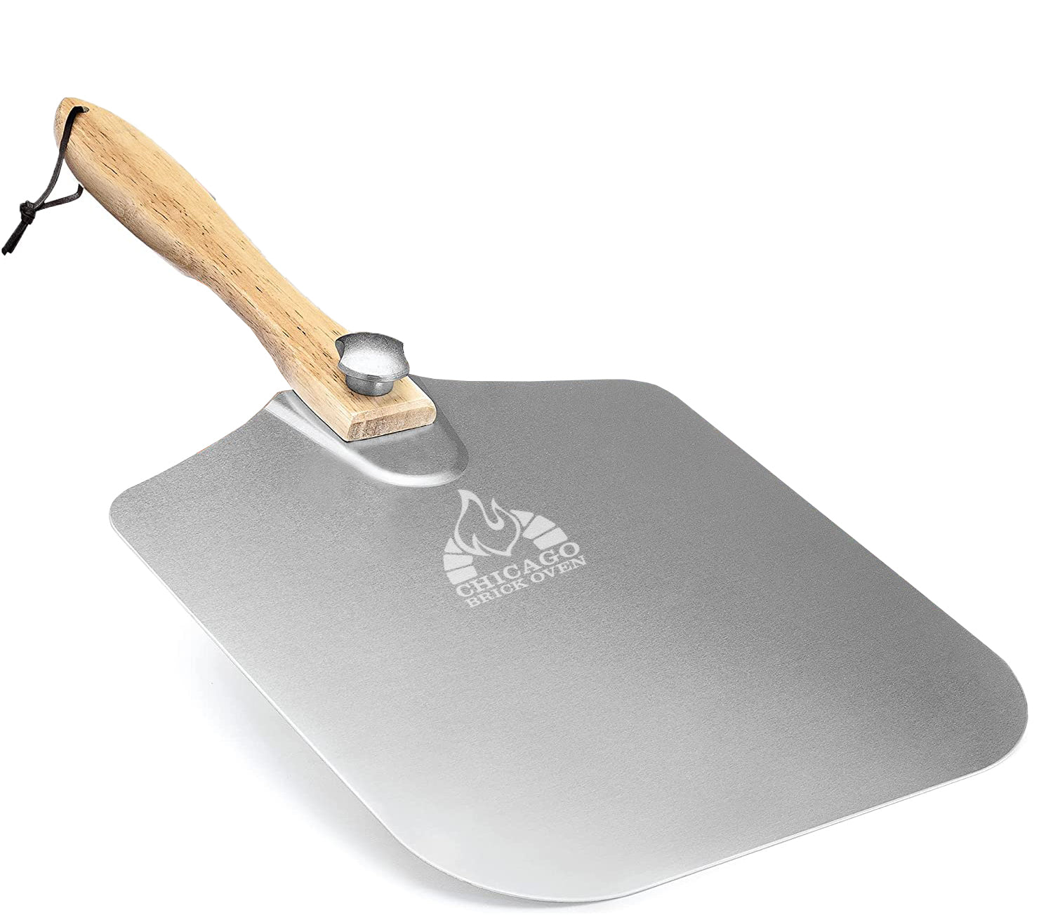Chicago Brick Oven Aluminum Pizza Peel 12" x 14" with Foldable Wooden Handle - 25" Long