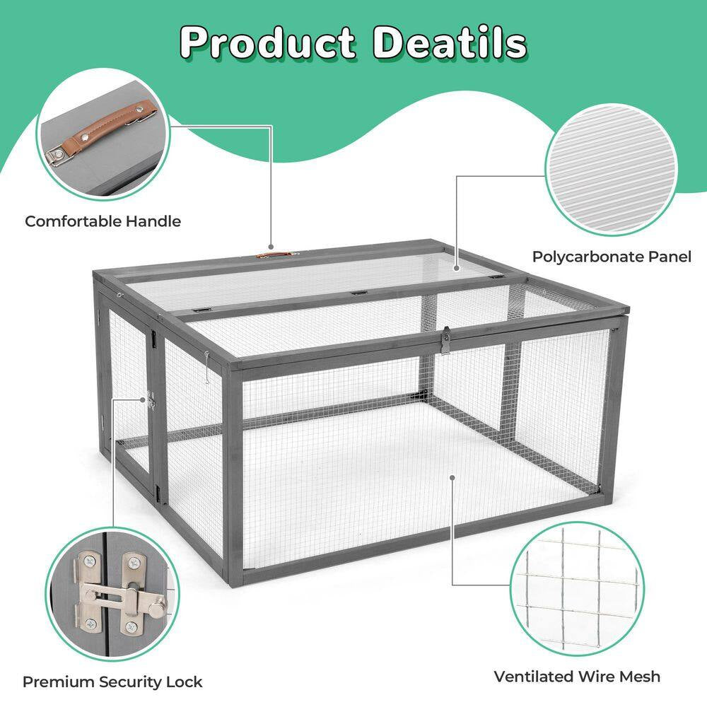 45 In. L Chicken Coop Rabbit Hutch with Openable Roof