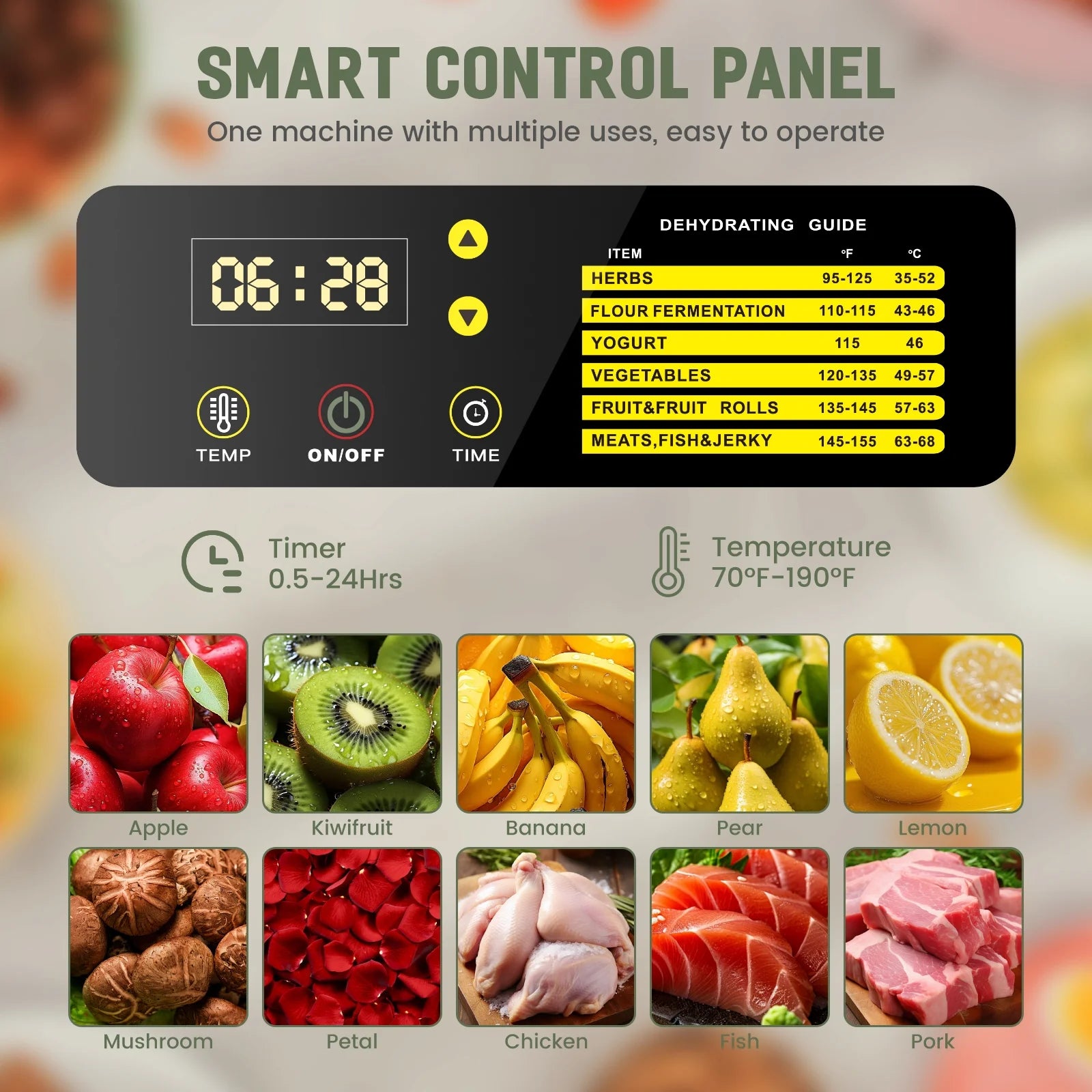 Large in-Home or Commercial Food-Dehydrator Machine 16 Trays, 70ºf-190ºf 120 V 1500W Meat or Fruit Dryer