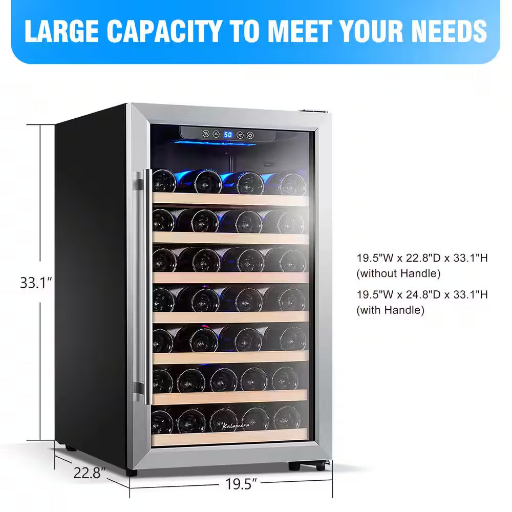50 Bottle Compressor Wine Refrigerator Single Zone with Touch Control