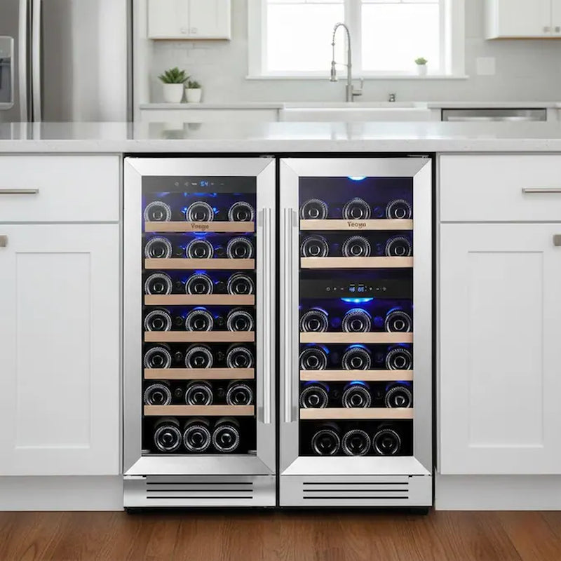 30-In W 61 -Bottles Stainless Steel Dual Zone Cooling Built-In/Freestanding Indoor Wine Cooler thumbnail