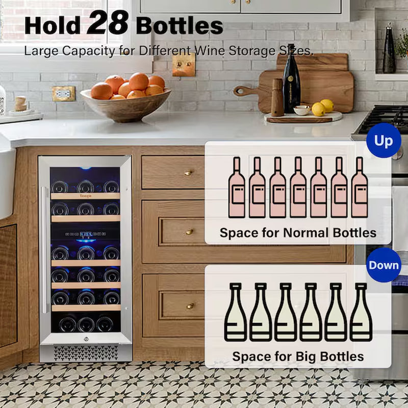 30-In W 61 -Bottles Stainless Steel Dual Zone Cooling Built-In/Freestanding Indoor Wine Cooler