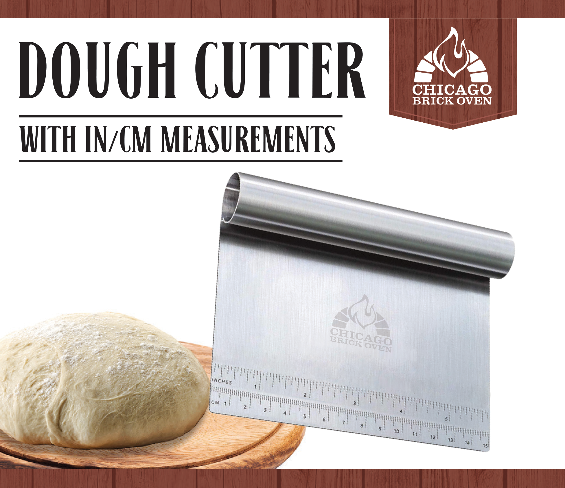 Chicago Brick Oven 6" x 4 1/2" Stainless Steel Dough Cutter / Scraper