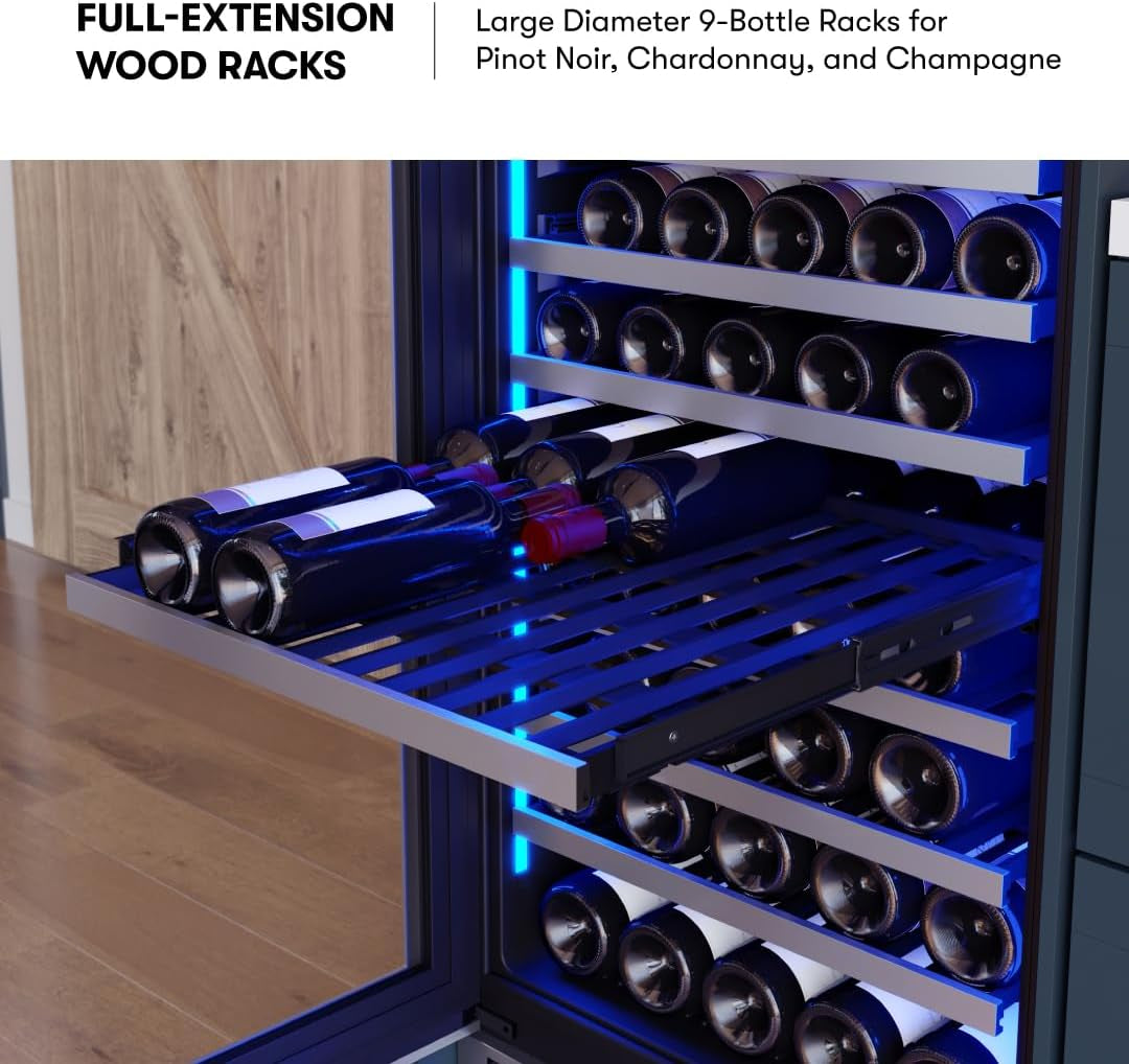 Presrv 24 Inch Wine Fridge Full Size Single Zone - Tall Wine Cooler Cellars Large Cabinet Wine Refrigerator Home Bar Chiller Freestanding with Glass Door for 148 Bottles 750Ml thumbnail
