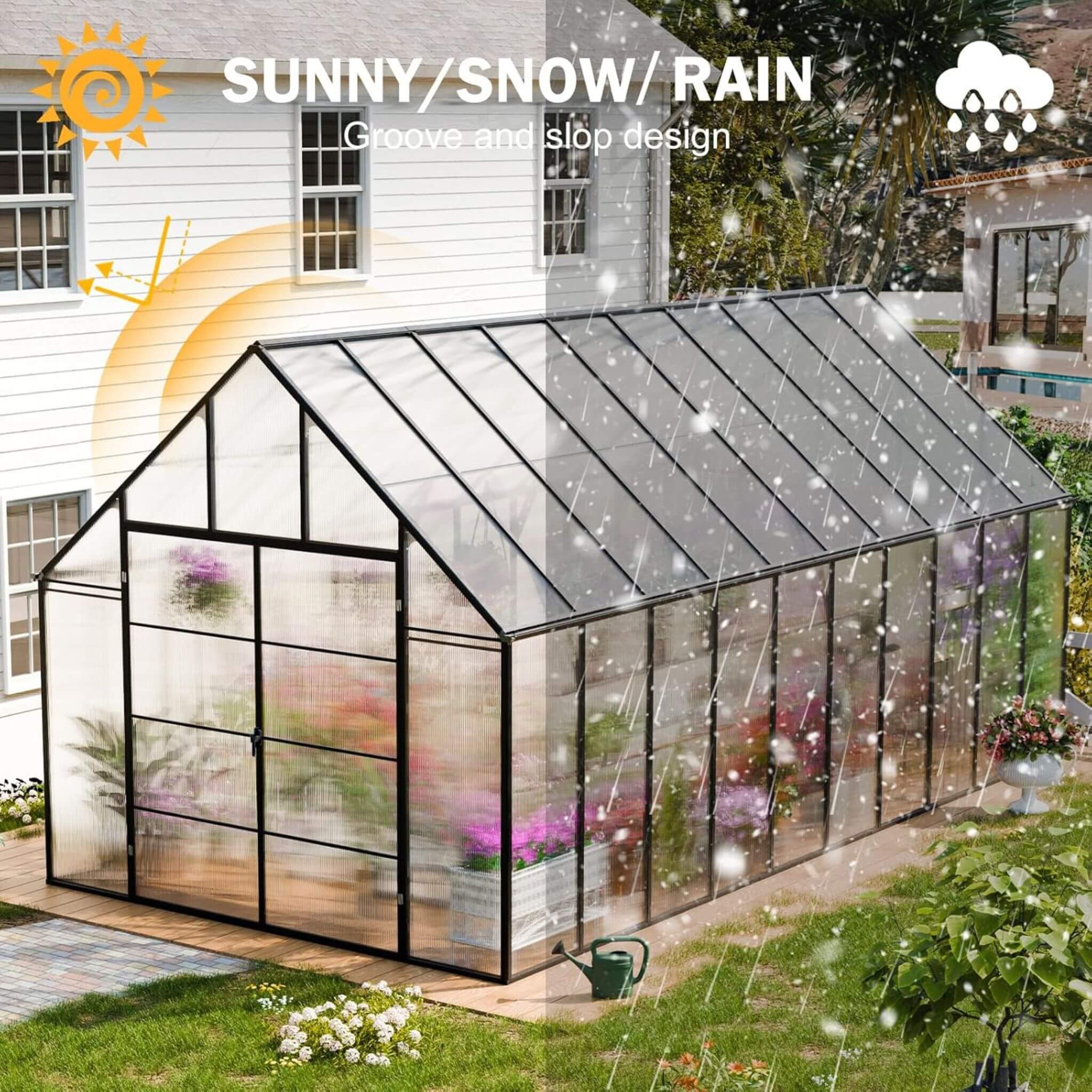 10FT X20FT Extra-Large Heavy-Duty Outdoor Backyard Greenhouse With Adjustable Roof Vents, 4MM