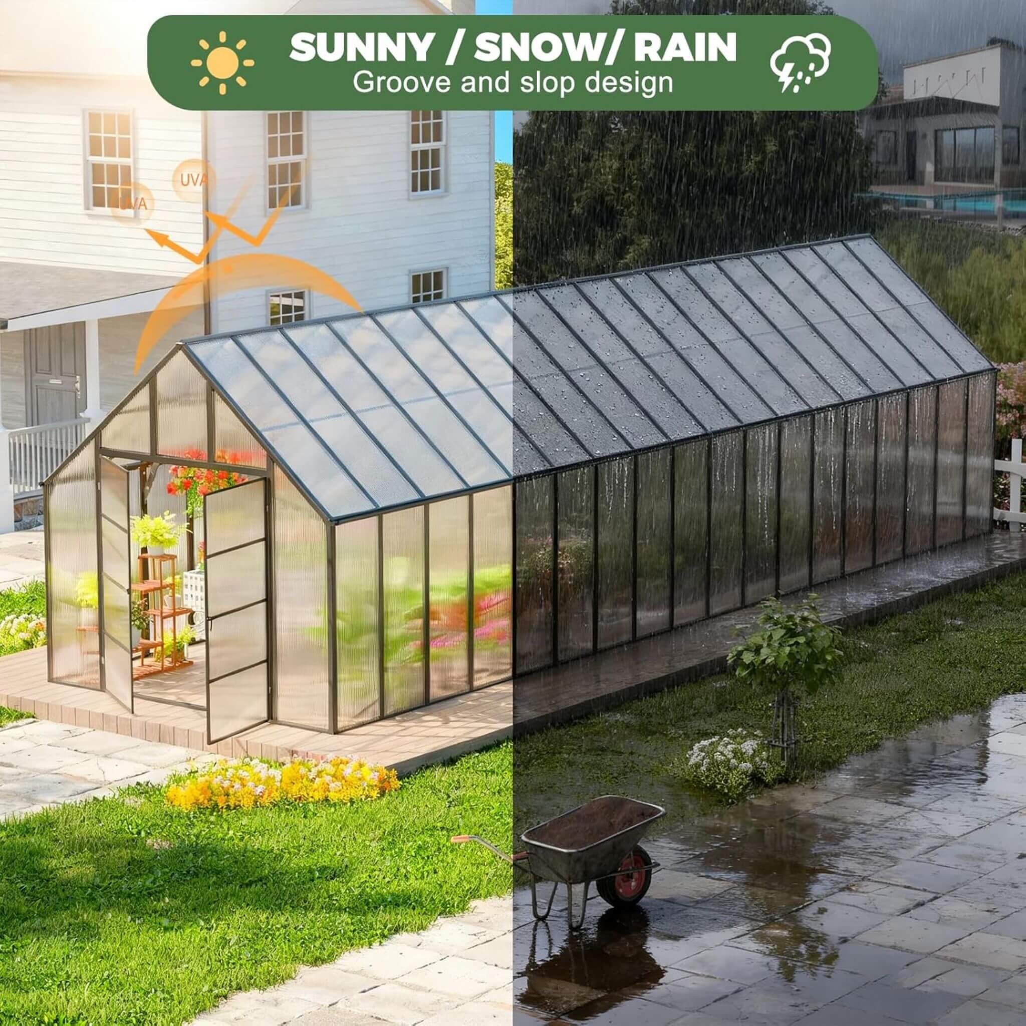 10FT X 36FT Extra-Large Heavy-Duty Outdoor Walk-In Greenhouse With Adjustable Roof Vents, 4MM