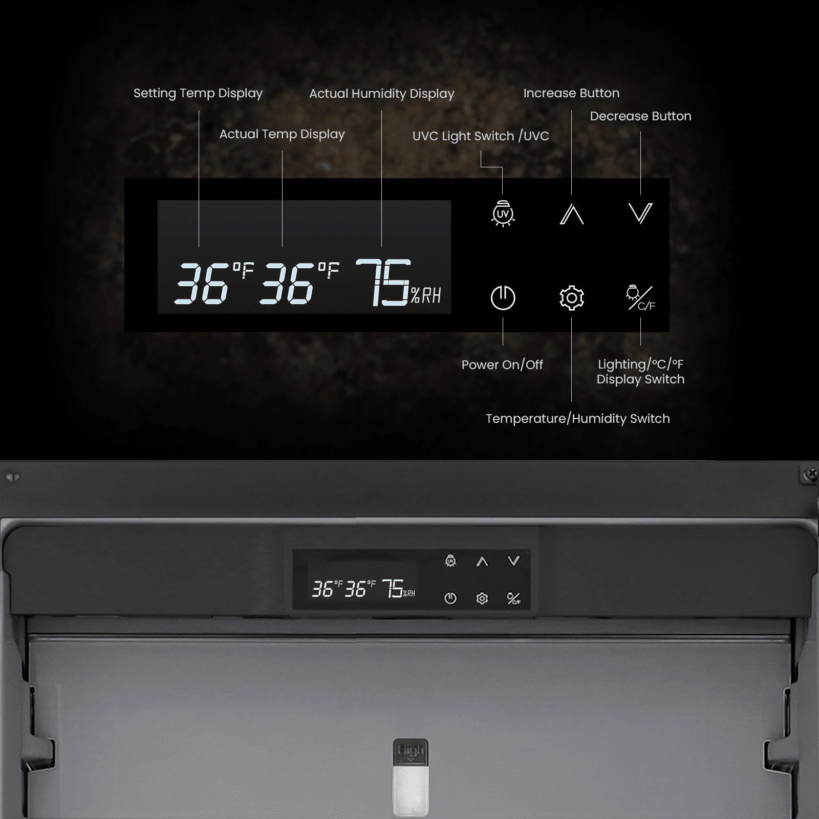 Dry Aging Refrigerator for Steaks, 12.43 Cu.Ft. Meat Ager Fridge with Dual-Layer LOW-E Glass for Home/Restaurant/Bar/Kitchen